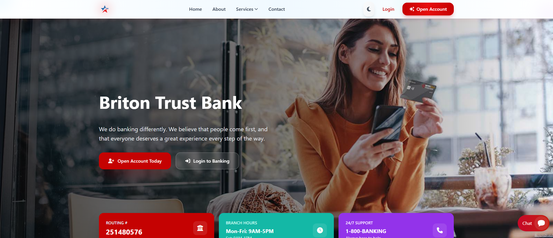 Forensic screenshot of britontrustbk.com showing the phishing page layout