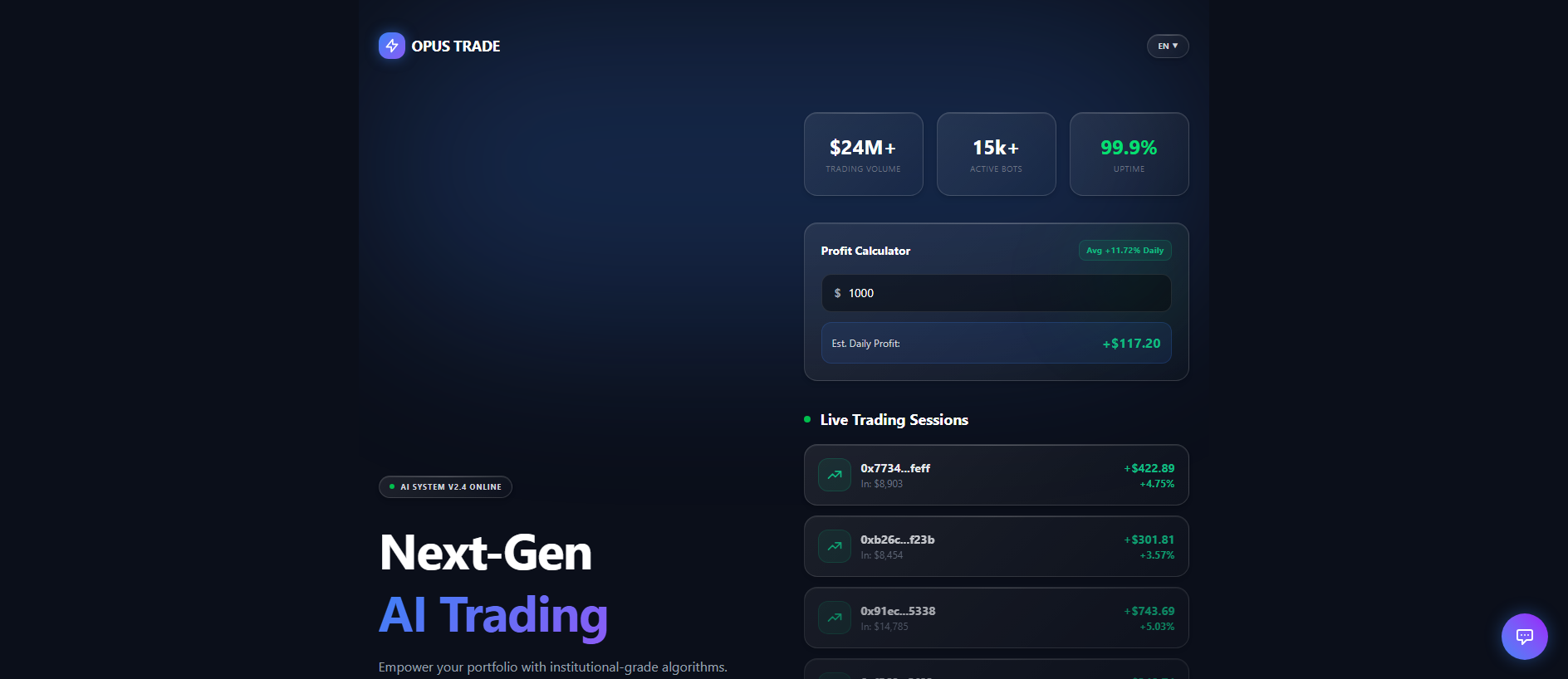 Stored capture of opus-trade.io