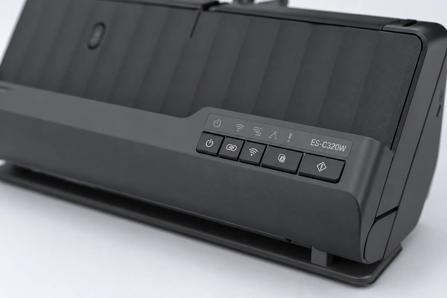 Epson WorkForce ES-C320W Wi-Fi Portable Auto Feed Document Scanner — control panel close-up