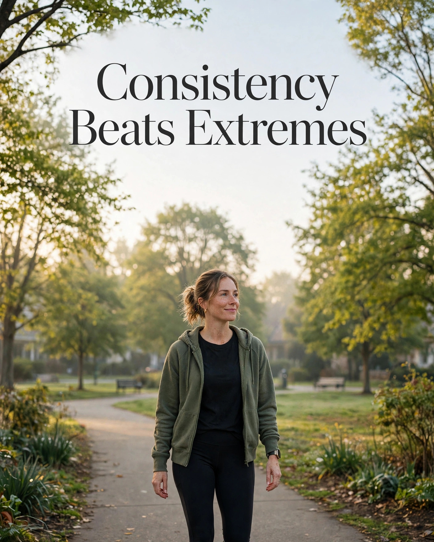 Walking outdoors as part of a consistent healthy lifestyle