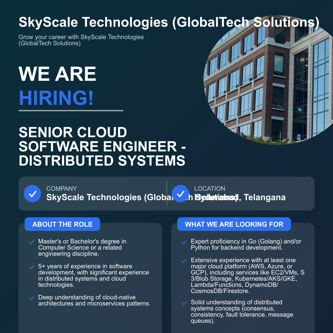 SkyScale Technologies (GlobalTech Solutions) Careers 2026: Senior Cloud Software Engineer - Distributed Systems Role Open