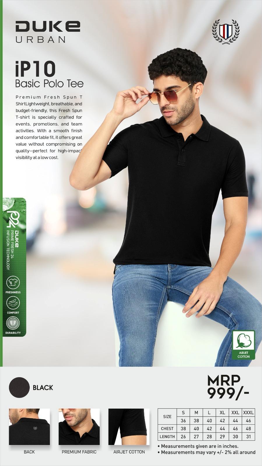Duke iP10 Basic Polo Tee - Black