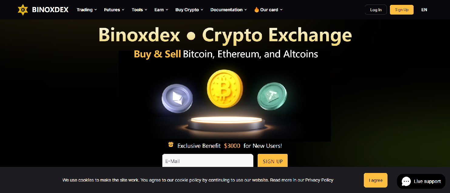 Screenshot of binoxdex.com