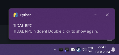 Notification and hide in system tray
