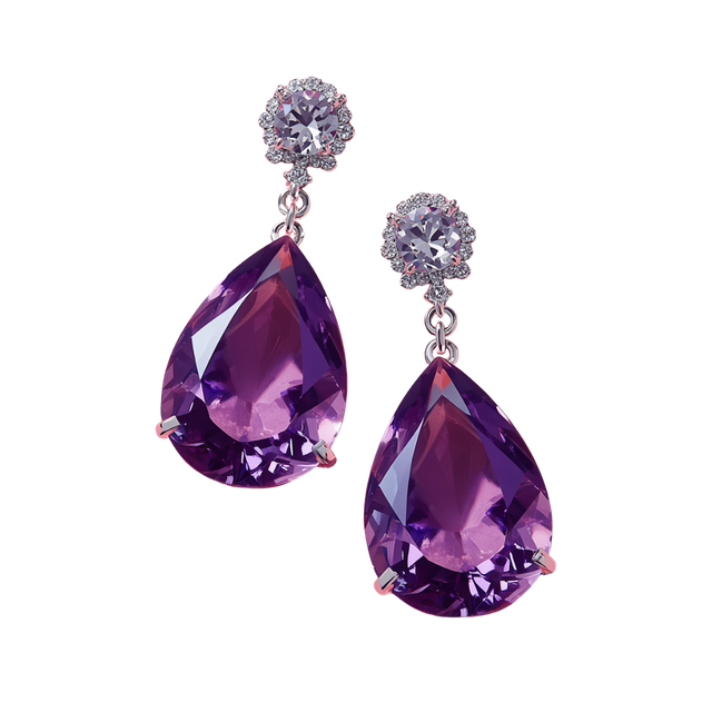 Purple drop earrings