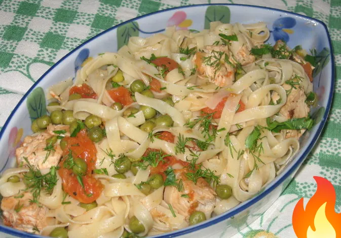 Фото Лапша с овощами и куриным филе