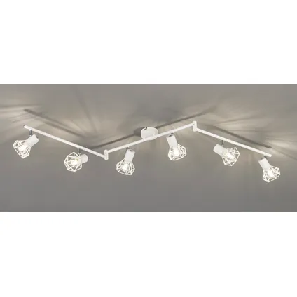 Plafonnier Ran 6 lumières E14 – Blanc et chrome