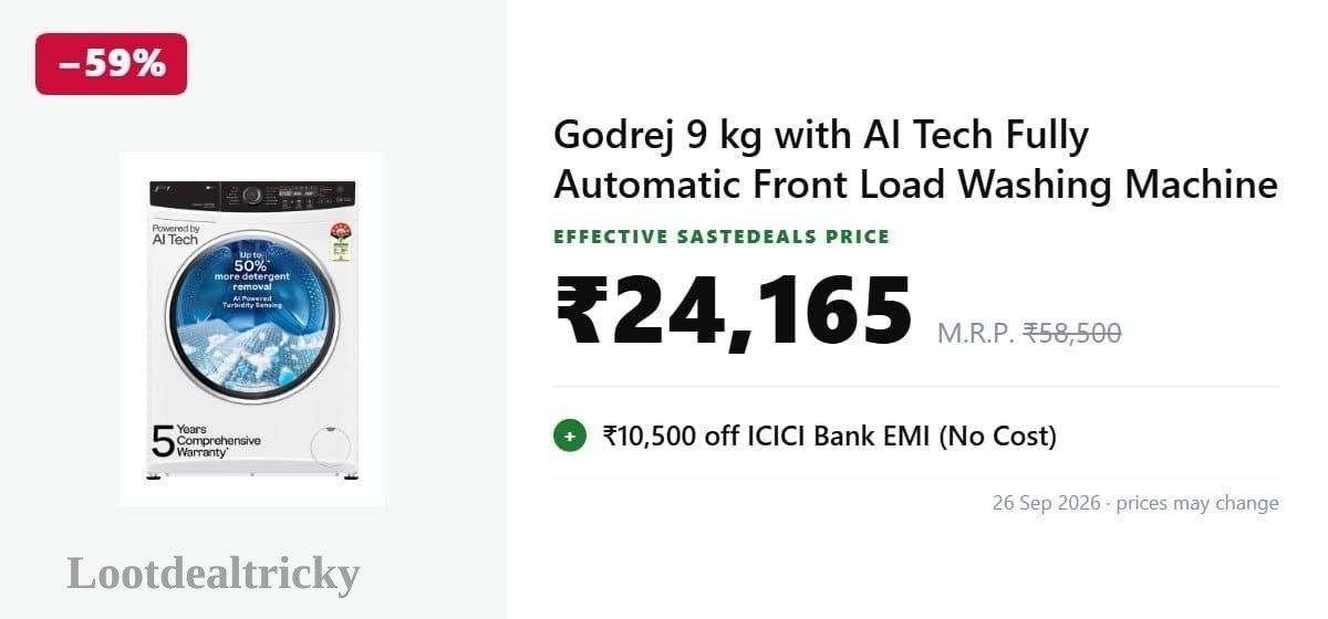 59 Off Godrej – Just ₹24165 | Limited Time Loot Offer 59 Off Godrej – Just ₹24165 | Limited Time Loot Offer