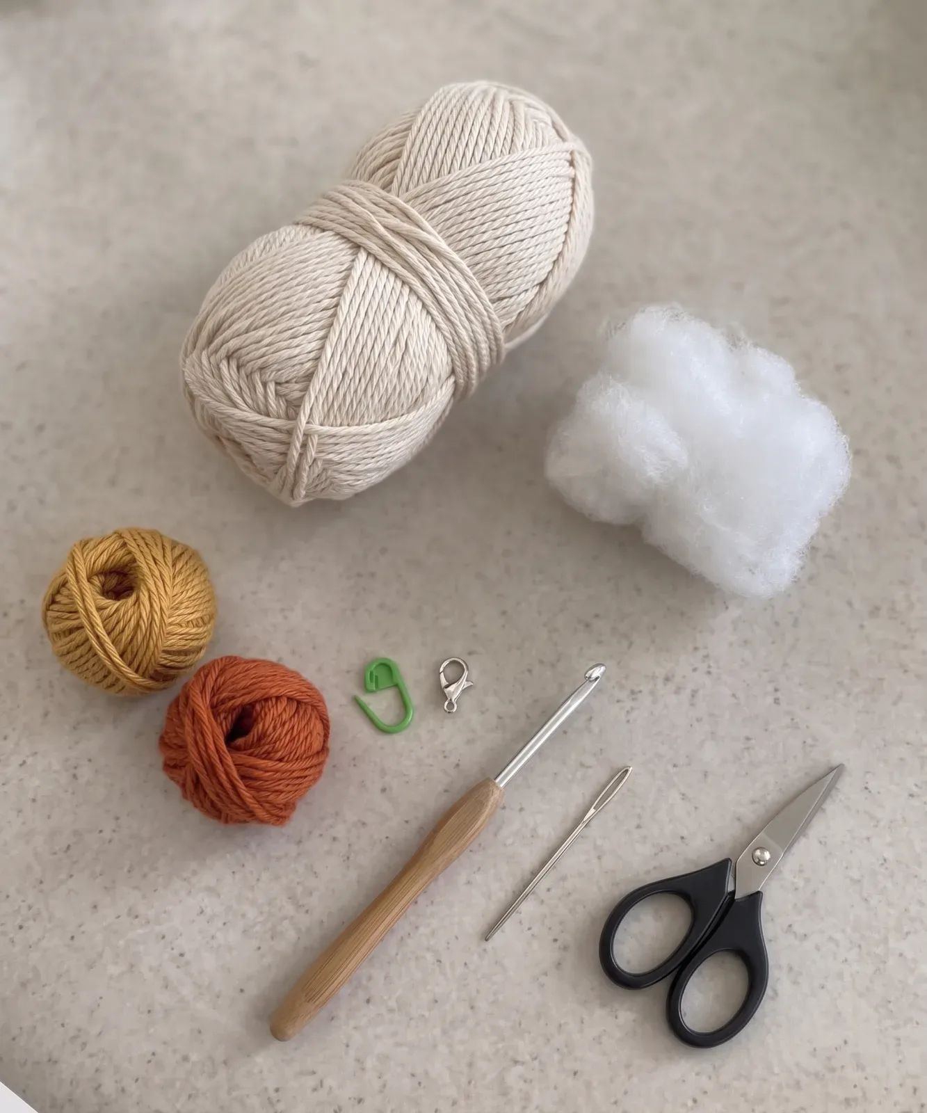 Cute Candy Corn Bag Charm crochet materials and tools