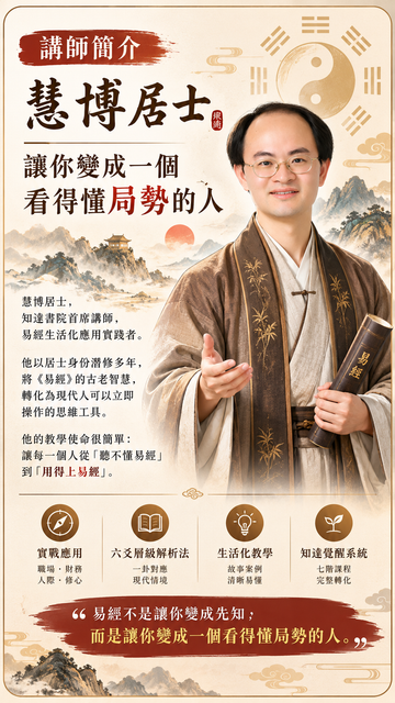 講師簡介 慧博居士 讓你變成一個看得懂局勢的人 易經E06道生萬物 易經演化