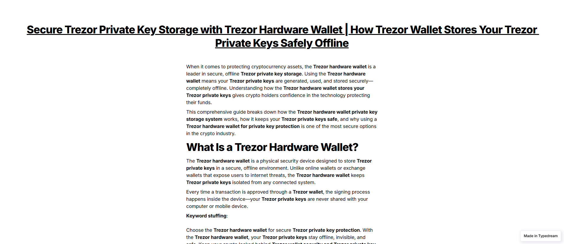 Stored capture of hardware-trezr-faq-wallets.typedream.app
