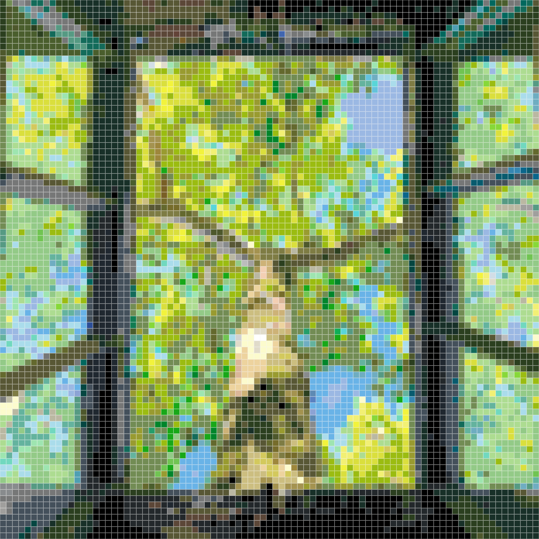 Vintage Window & Sunlit Sycamore Tree Pixel Art