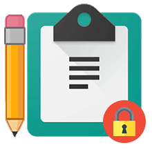 Folder Lock Android interface for writing and encrypting secret notes