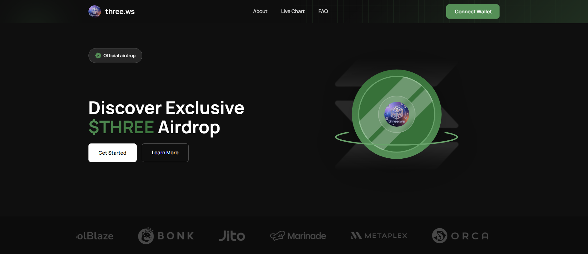Screenshot of three.earn-token.fun