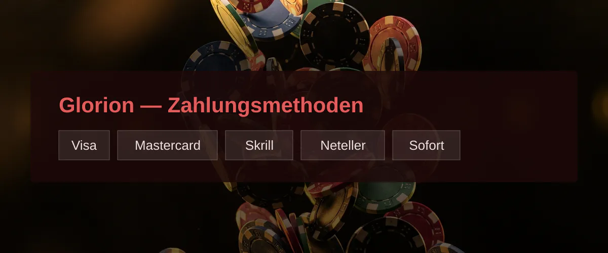 Glorion — Zahlungsmethoden: Visa, Mastercard, Skrill, Neteller, Sofort