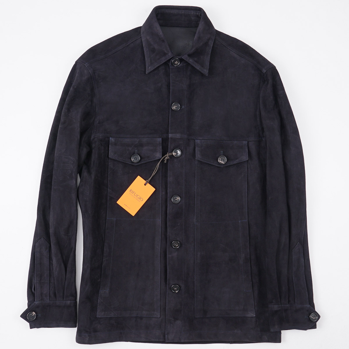Rifugio Napoli Navy Unlined Nappa Suede Leather Shirt-Jacket S NWT