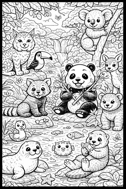 Animals Around the World Colouring Sheet
