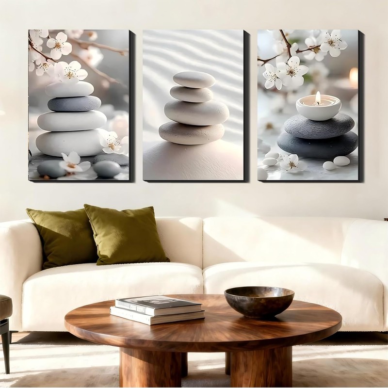 Zen Stones Canvas Painting, Tranquil Nature Wall Art, Spa Decor for Home, Yoga Room Decor, Calming Zen Decor, Zen Stone Wall Decor, Art Gift