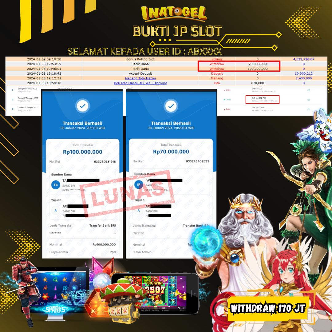 BUKTI PEMBAYARAN JP SLOT GATES OF OLYMPUS 1000 Rp170,000,000,- LUNAS