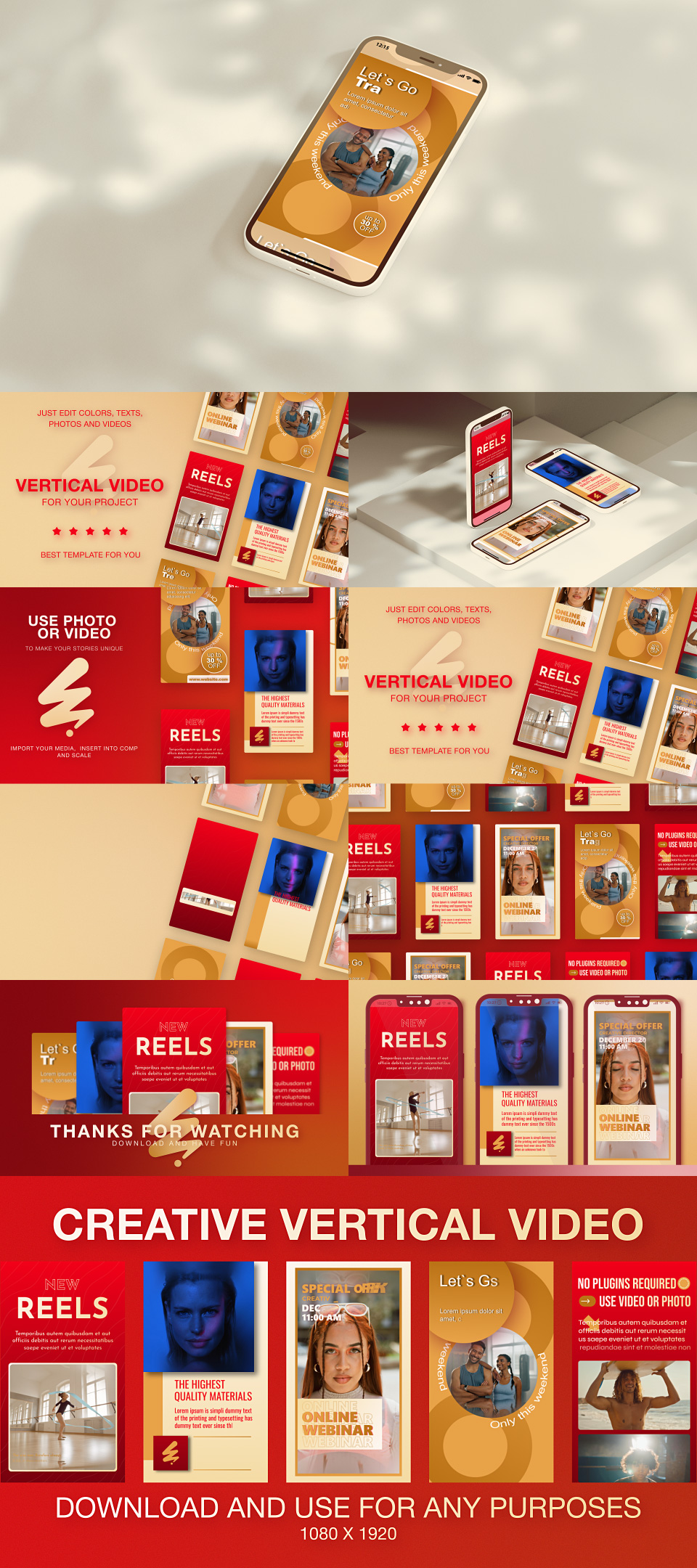 Vertical Slideshow Reels Red Gold Vertical Slideshow Reels Red Gold