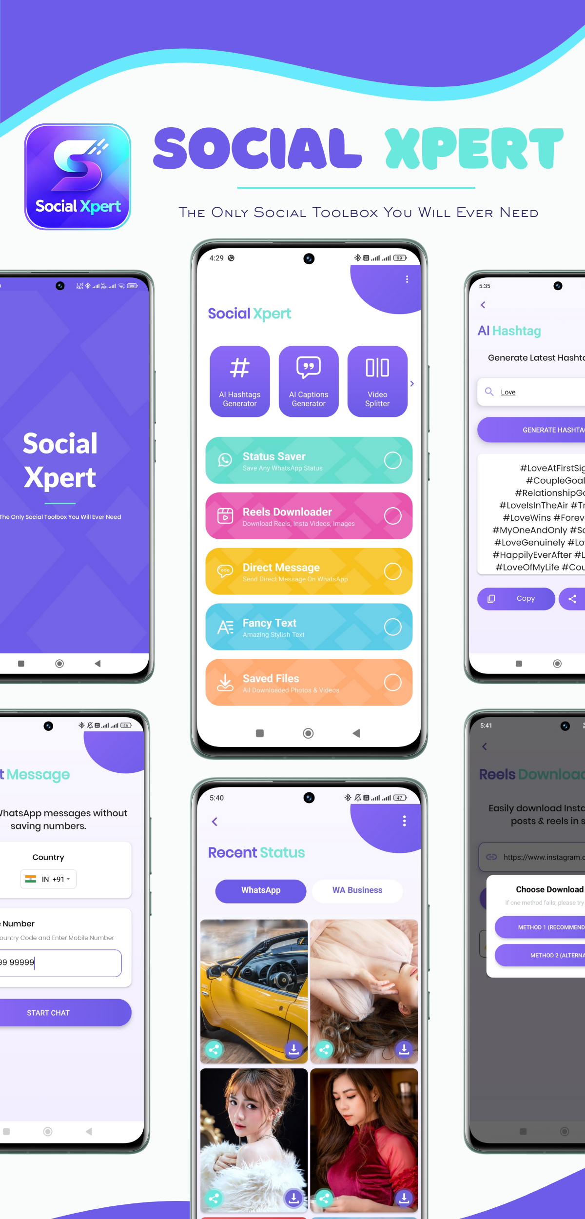 Social Xpert – Status Saver, Reels Downloader, Instagram Grid Maker & AI Tools