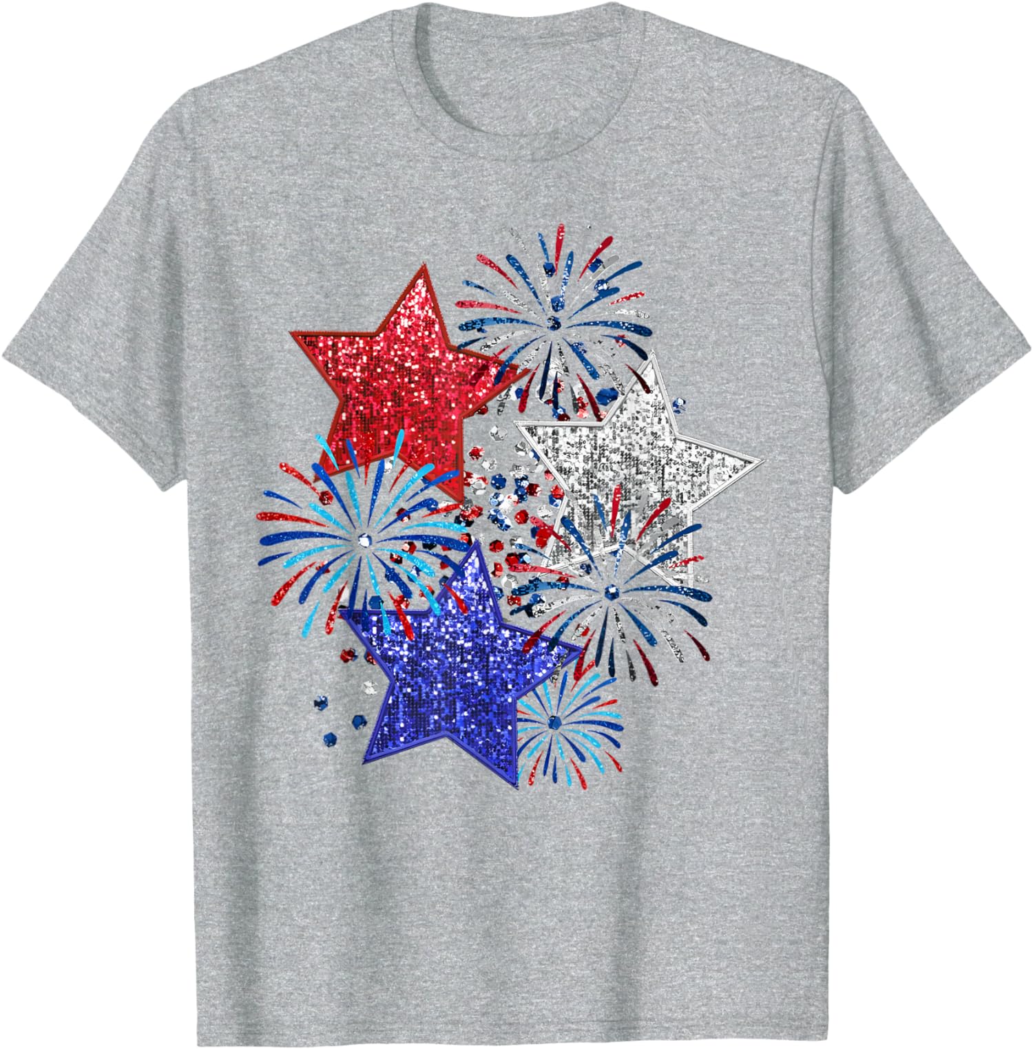4th Of July Fireworks Stars Funny Cute Sparkly Unisex T-Shirt