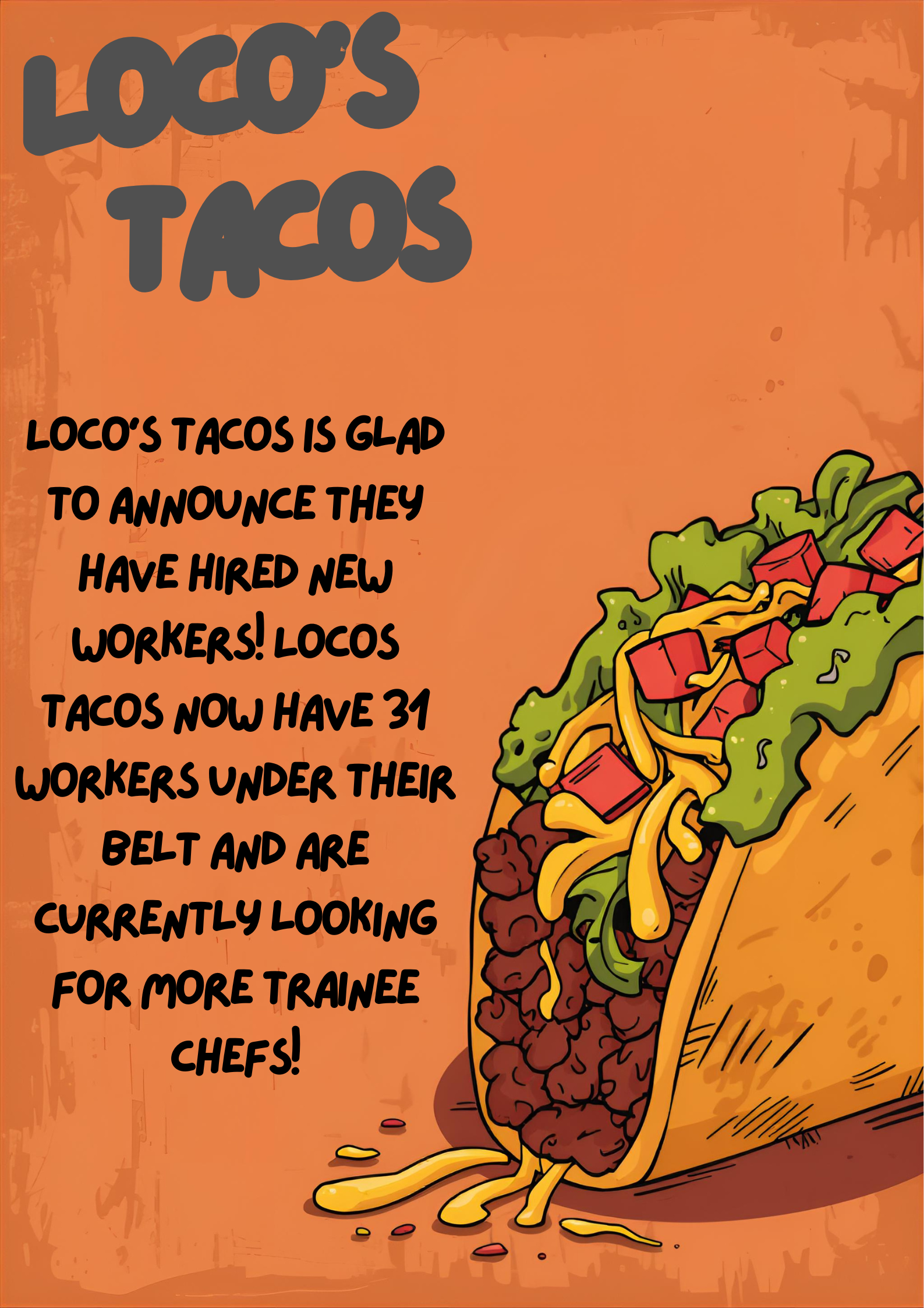 Asymmetrical Taco Poster with Bold Typography