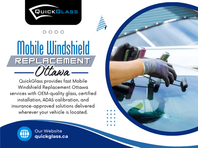 An experienced company like Quick Glass carefully evaluates every chip before recommending either Ottawa mobile windshield repair or a complete replacement. Their technicians focus on preserving the original windshield whenever it is safe to do so, while using professional installation methods whenever Mobile windshield replacement Ottawa becomes the better option.

Related Link: https://quickglass.ca/windshield-replacement-ottawa/

Address: 65 Bentley Ave Unit 13, Nepean, ON K2E 8B4, Canada
Phone: +16132650544

Read Our Blogs:
https://quickglassottawa.wixsite.com/quickglass/post/car-windshield-repair-ottawa
https://quickglassottawa.medium.com/ottawa-mobile-windshield-repair-a66d1fd7c6d6
https://quickglassottawa.mystrikingly.com/blog/mobile-windshield-replacement-ottawa

More Links:
https://beacons.ai/quickglass
https://disqus.com/by/quickglass/about/
https://issuu.com/quickglass