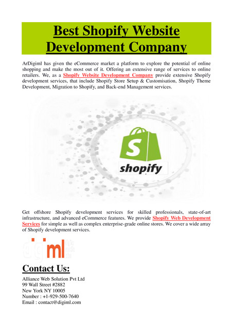 Once you have chosen Shopify as the platform for your ecommerce store, the next step is to find the right Shopify Website Development Company. Here at Digiml, we blend our technical expertise in it with our vast experience in ecommerce to design. Visit our website https://www.digiml.com/shopify-website-development.html