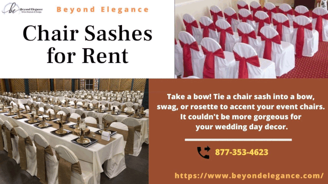 Take a bow! Tie a chair sash into a bow, swag, or rosette to accent your event chairs. It couldn't be more gorgeous for your wedding day decor.