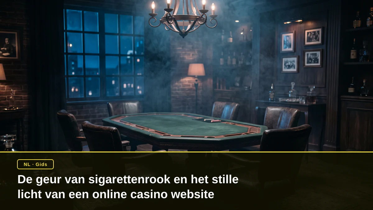 De geur van sigarettenrook en het stille licht van een online casino website