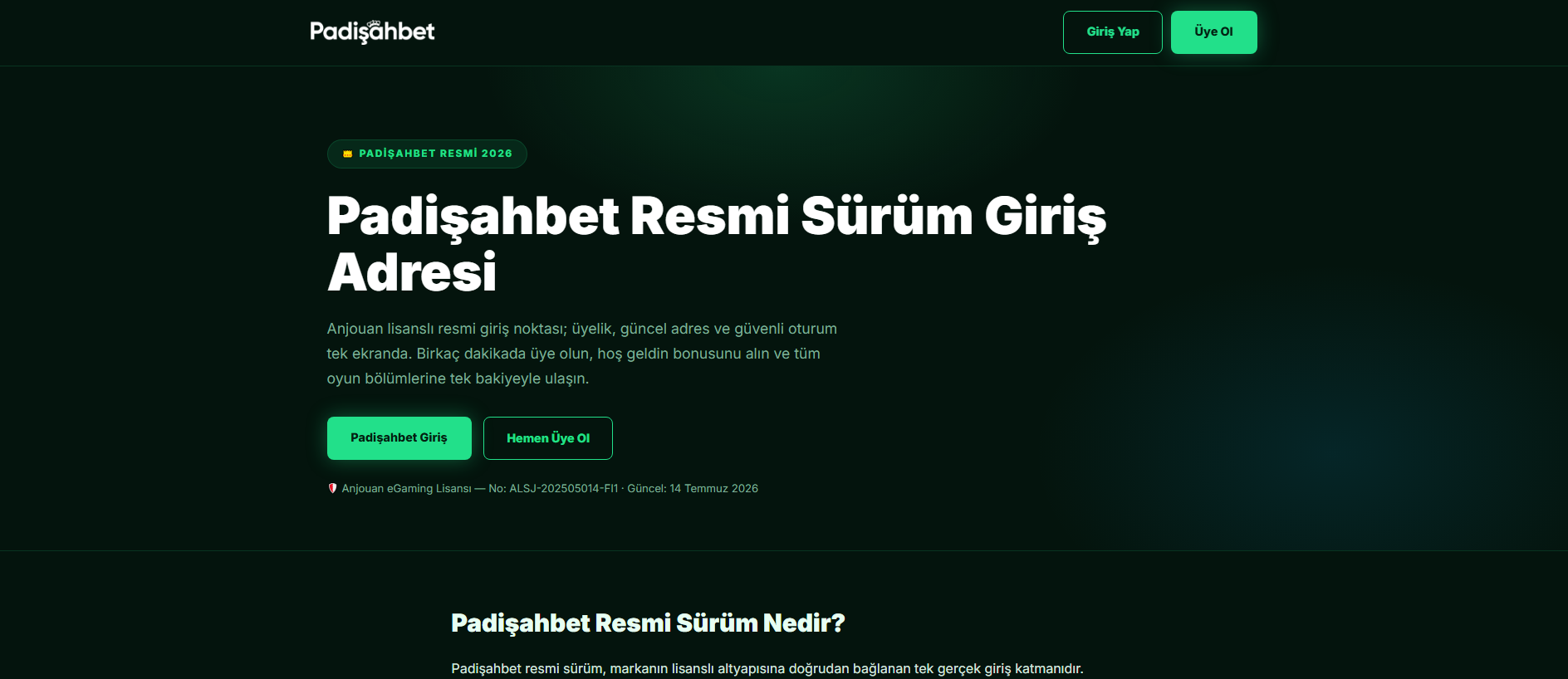 Forensic screenshot of padisahbet.padisahbetresmisurum.com showing the phishing page layout