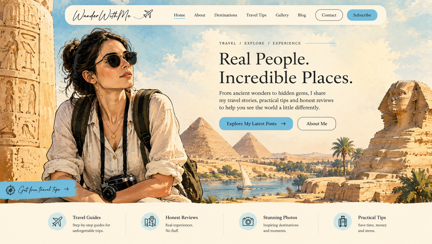 Wonder With Me - Travel Blog.  website design by Websmith.design
