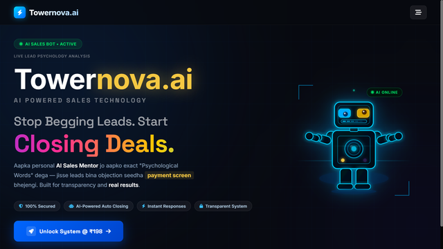 TowerNova AI Sales Agent & CRM System - Developed by Shreshth Chaurasiya