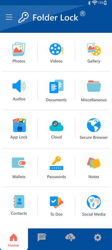 Folder Lock Android app screen for protected mobile content
