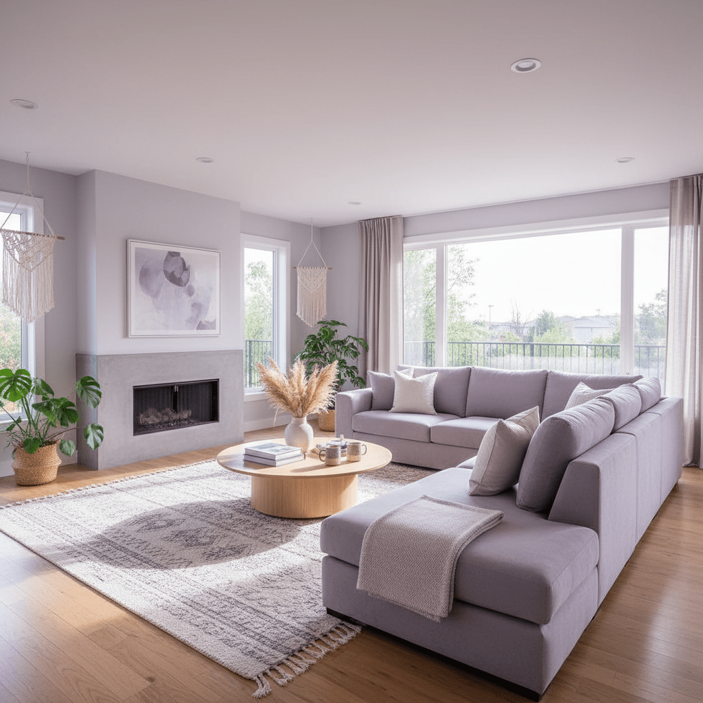 Bright vacation rental interior staged for an Airbnb listing photo