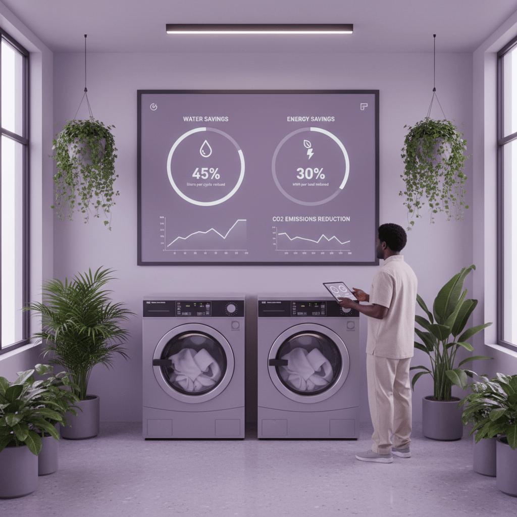 Sustainable laundry analytics dashboard in a hotel operations setting