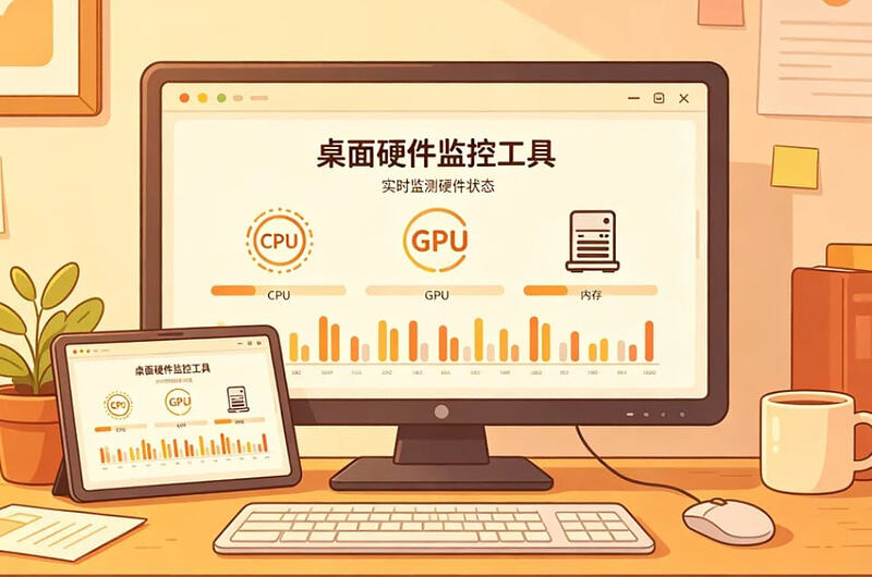 桌面硬件监控工具，实时显示CPU + GPU+网速
