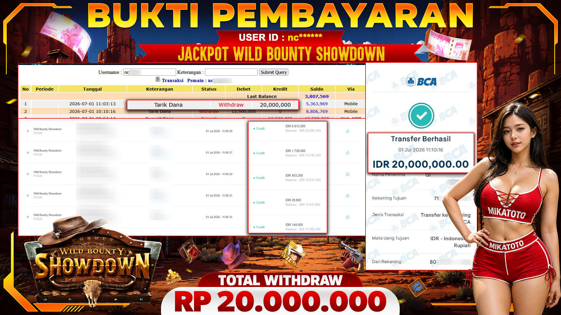 🏆 SELAMAT KEPADA PEMENANG JACKPOT DI Wild Bounty Showdown - PGSoft 20,000,000🏆