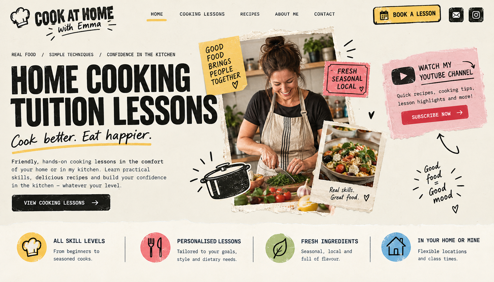 Cook At Home with Emma  website design by Websmith.design