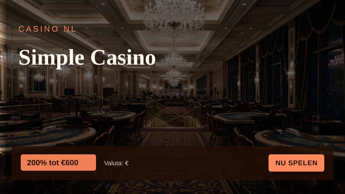 Simple Casino — welkomstbonus 200% tot €600, betalingen: Visa, Mastercard, Skrill, Neteller, Paysafecard Simple Casino — welkomstbonus 200% tot €600, betalingen: Visa, Mastercard, Skrill, Neteller, Paysafecard