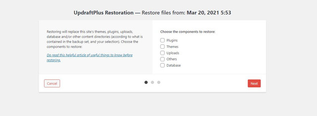 Updraftplus-Restoration