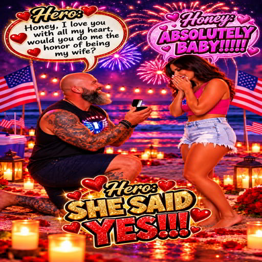 Patriotic Beach Proposal Celebration