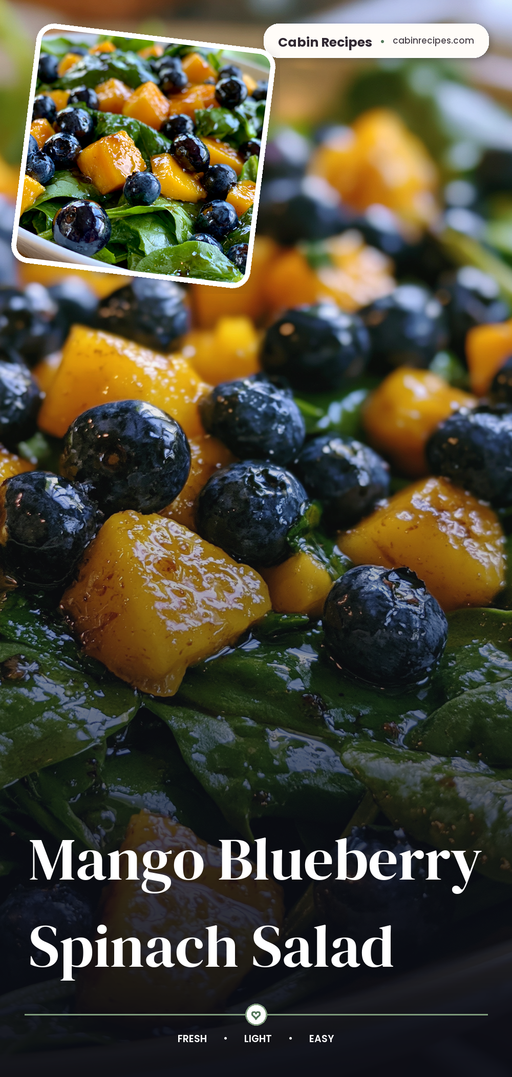 Pinterest graphic for Mango Blueberry Spinach Salad