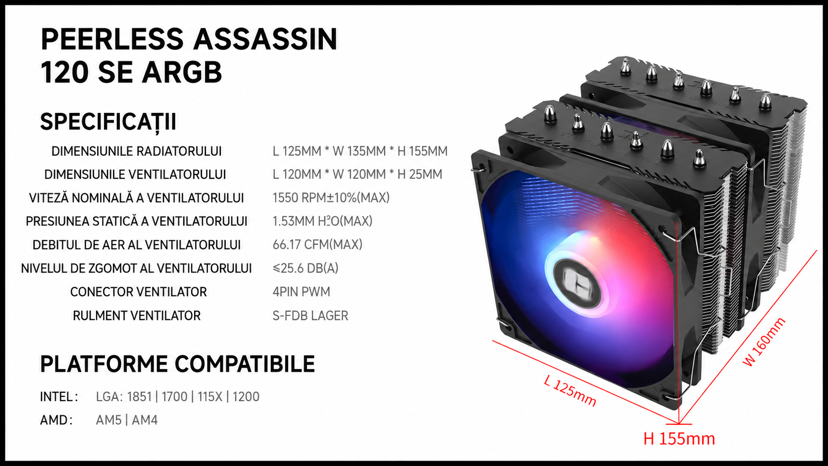 Cooler CPU Thermalright Peerless Assassin 120 SE ARGB