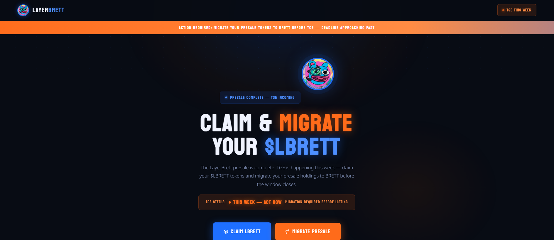 Screenshot of layerbrettoken.live
