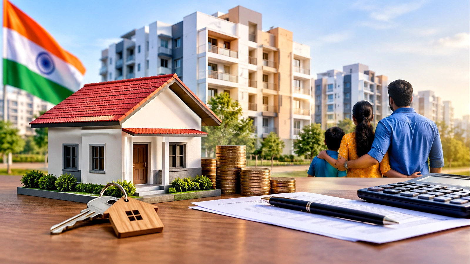 पीएम आवास योजना शहरी 2.0: 4% ब्याज सब्सिडी और पात्रता के नियम - A Couple Looking At A Model House And A Calcula
