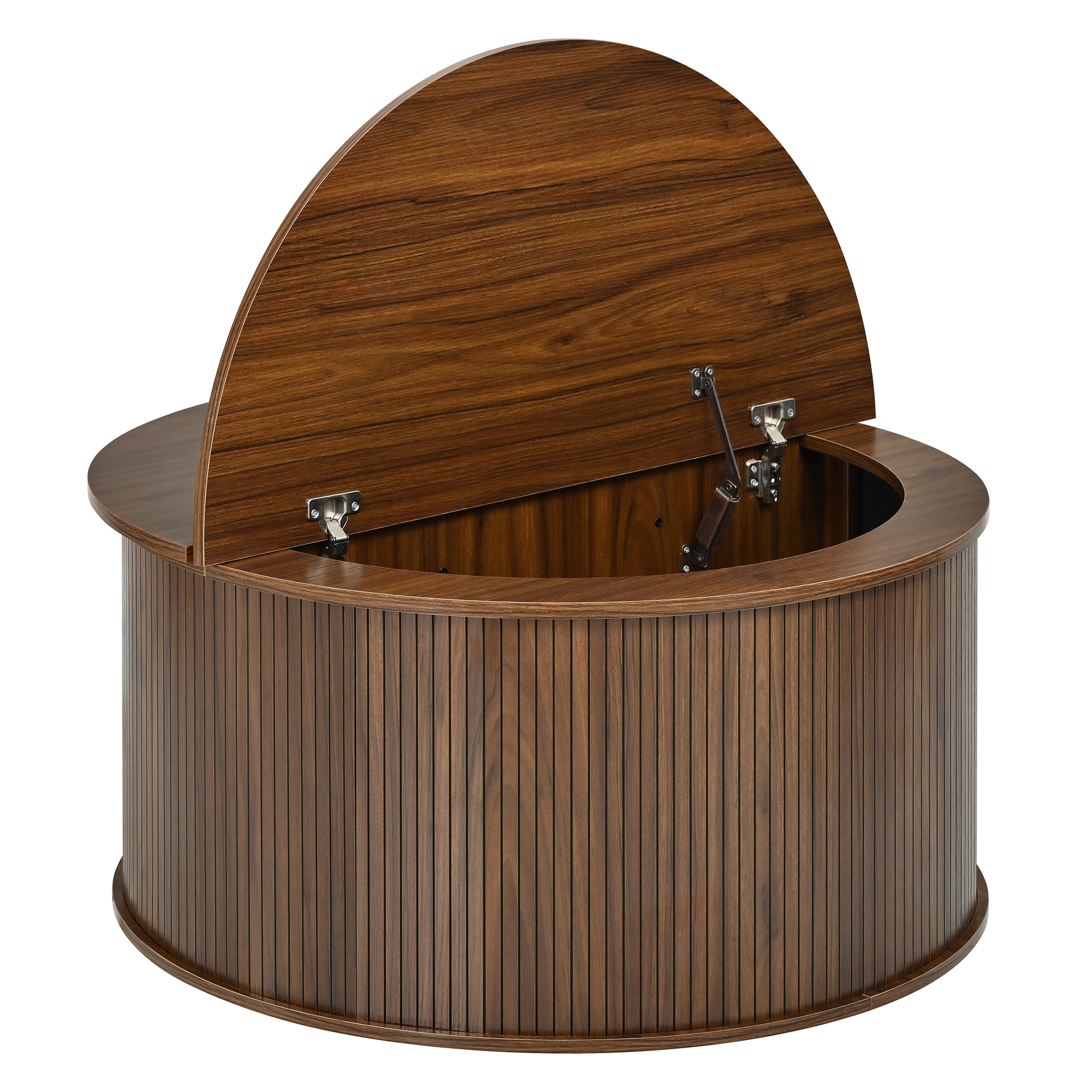 Table Basse Noyer, Rangement, Étagères Réglables, Plan Relevable, Design Moderne, Angles Arrondis - Panneau composite de fibres de bois à densité - 88x88x53.5cm - Salon 6