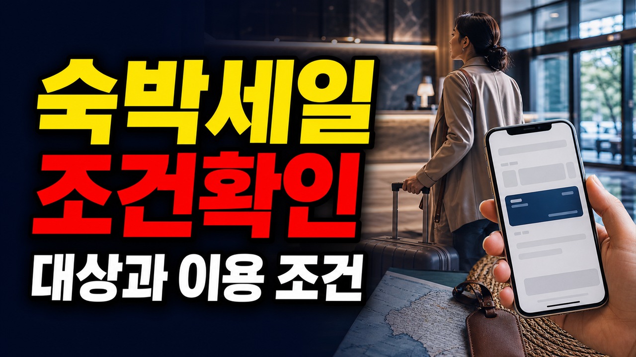7만원권은 왜 따로 보일까? 숙박세일 페스타 14만원 이상 연박·85개 지역 조건 관련 핵심 정보를 상징적으로 보여주는 썸네일 이미지