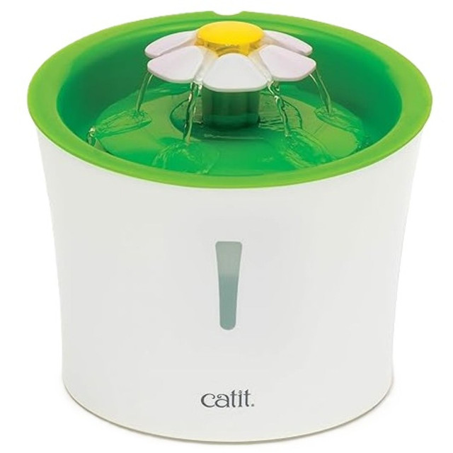 Combo Para Gato Catit Fuente De Agua Con Flor 3 Lt, Plato Acero Inoxidable y Tapete